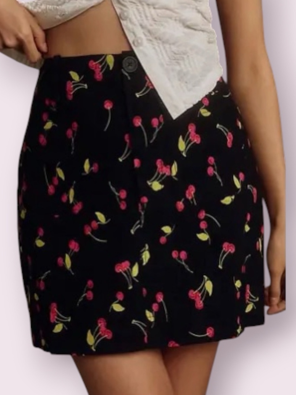 NWT Anthropologie Maeve Colette Black Cherry Print Mini Skirt Size XXS